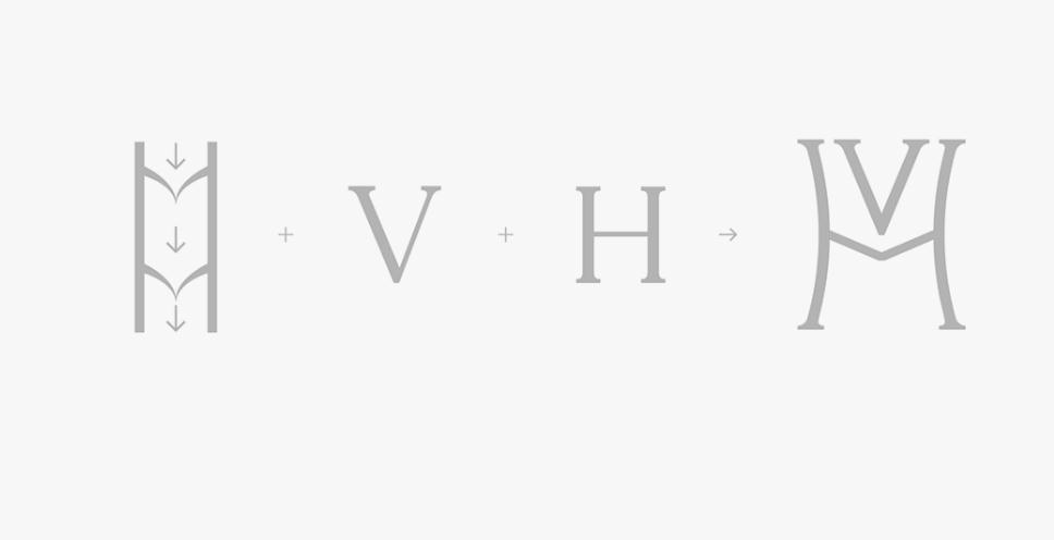 ViH血管醫(yī)學(xué)私人診所品牌識(shí)別logo設(shè)計(jì)，皇家深藍(lán)色和玫瑰色膚色