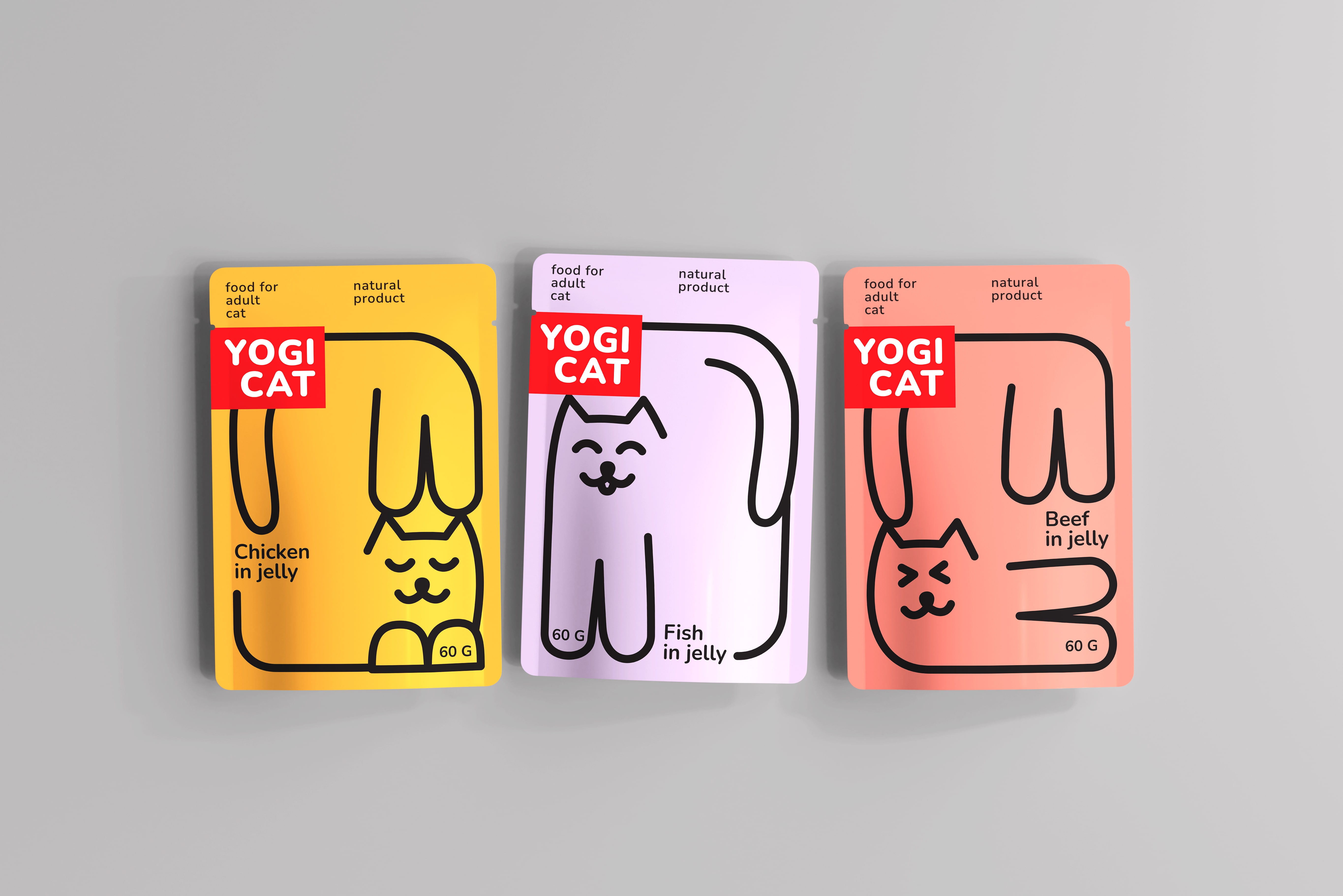 寵物食品包裝:Yogi Cat 貓咪濕糧包裝設(shè)計(jì)“極簡線條插畫” 寵物食品包裝:Yogi Cat 貓咪濕糧包裝設(shè)計(jì)“極簡線條插畫”