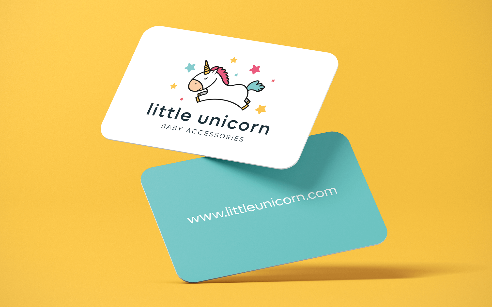 小獨角獸嬰兒奶嘴包裝設計“熊貓、長頸鹿和小猴子”插畫