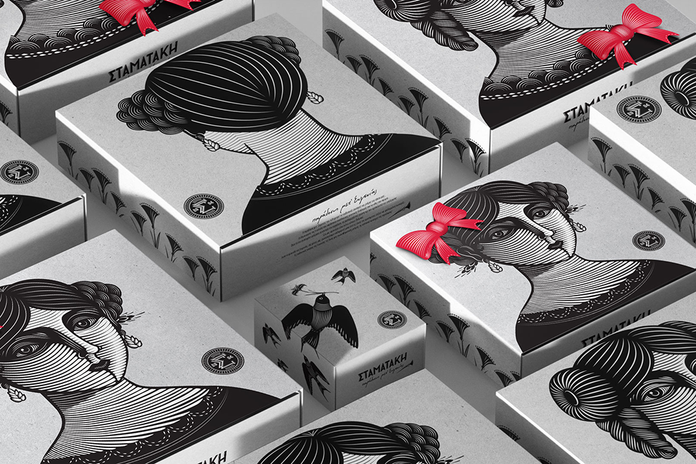 Eugenia 面包糕點(diǎn)包裝設(shè)，非常藝術(shù)的女性頭像黑白插畫