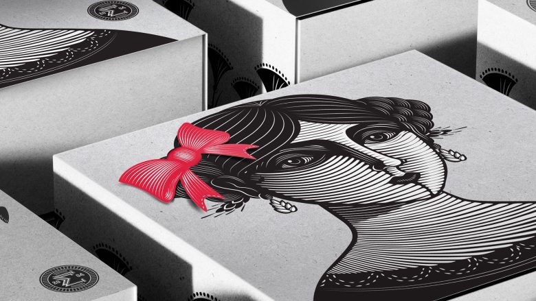 Eugenia 面包糕點(diǎn)包裝設(shè)計(jì)，非常藝術(shù)的女性頭像黑白線條插畫