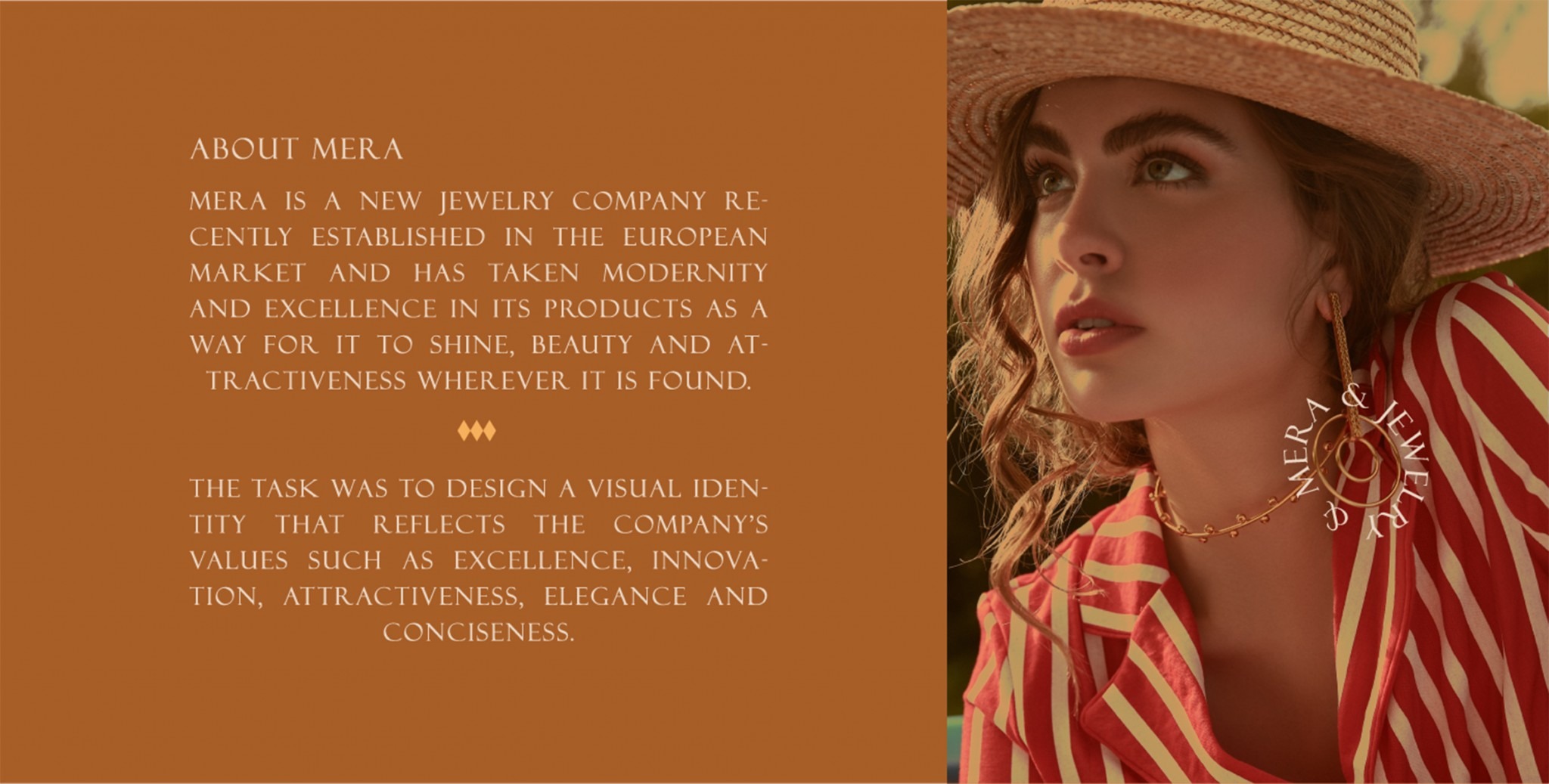 Mira Jewelry珠寶品牌logo設(shè)計視覺識別vi設(shè)計,暖黃色金色