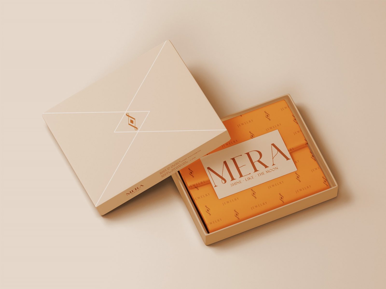 Mira Jewelry珠寶品牌logo設(shè)計視覺識別vi設(shè)計,暖黃色金色