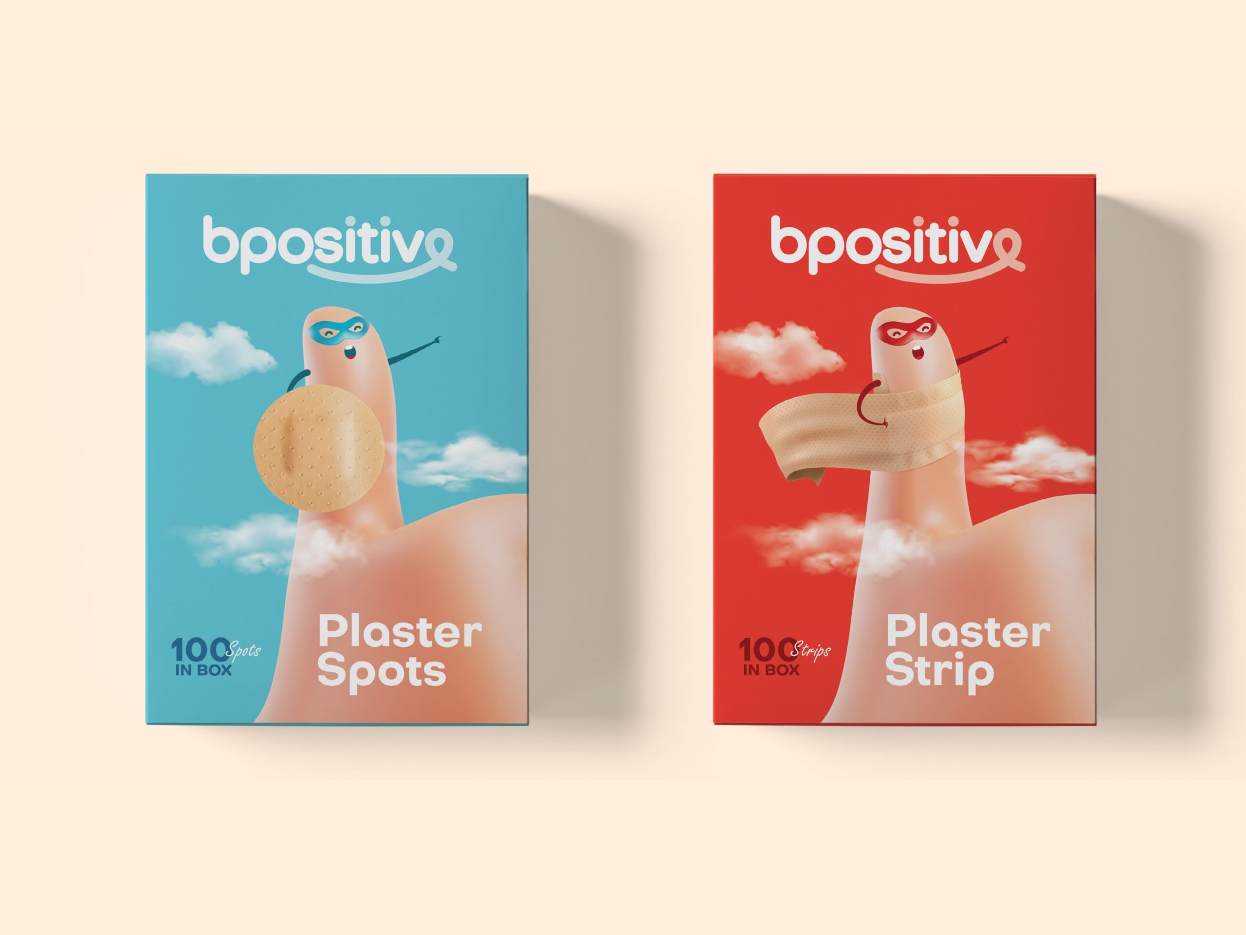 BPositive創(chuàng)可貼包裝設(shè)計(jì),3D擬人卡通手部造型