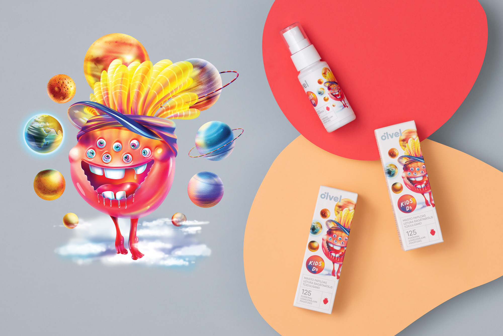 OLVEL 兒童維生素營(yíng)養(yǎng)補(bǔ)充劑保健品包裝設(shè)計(jì)“魔法人物”插畫(huà)