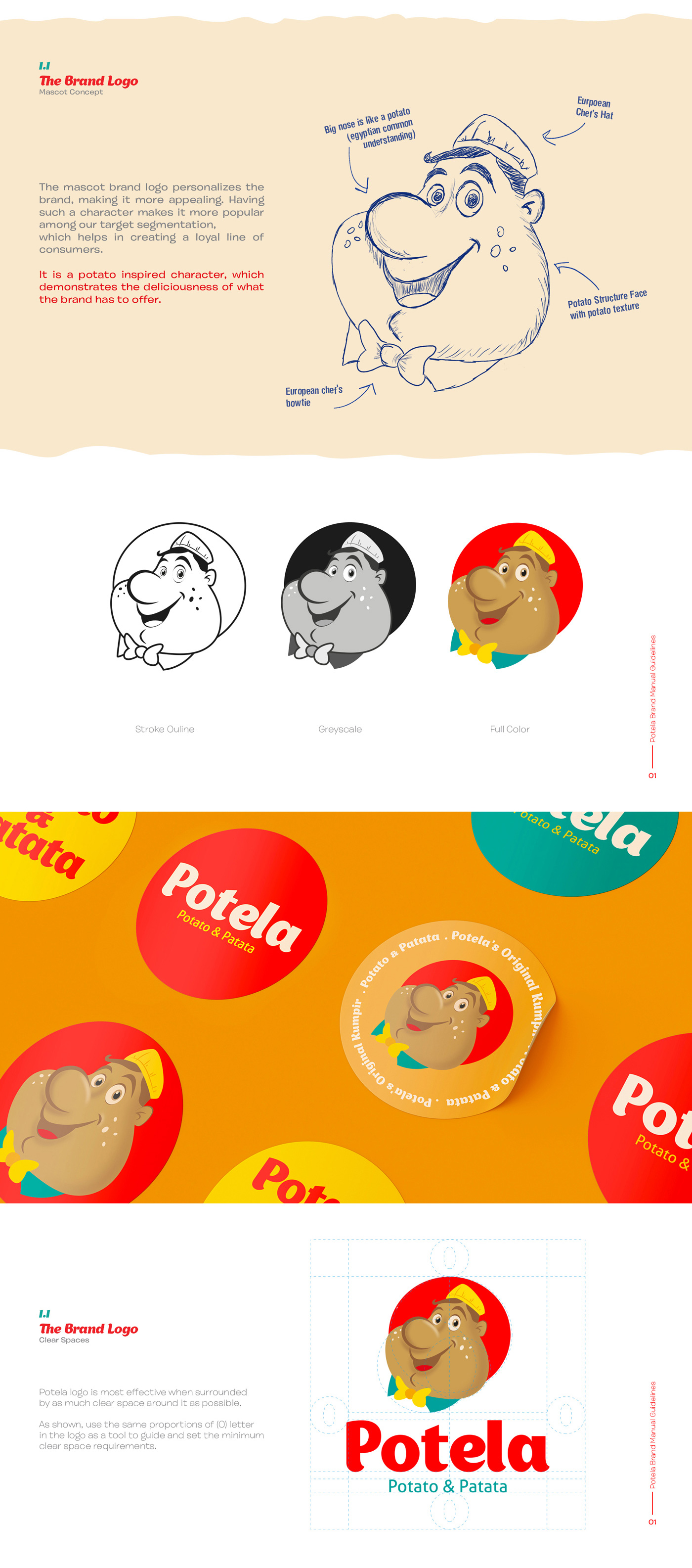 Potela餐廳餐飲品牌形象視覺識別vi設(shè)計“豐富配色”與”大鼻子土豆“吉祥物設(shè)計 Potela餐廳餐飲品牌形象視覺識別vi設(shè)計“豐富配色”與”大鼻子土豆“吉祥物設(shè)計