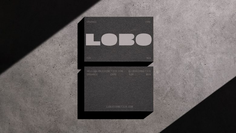 LOBO 男性有機(jī)護(hù)膚化妝品品牌logo設(shè)計(jì)包裝設(shè)計(jì)，黑灰粗體字風(fēng)格