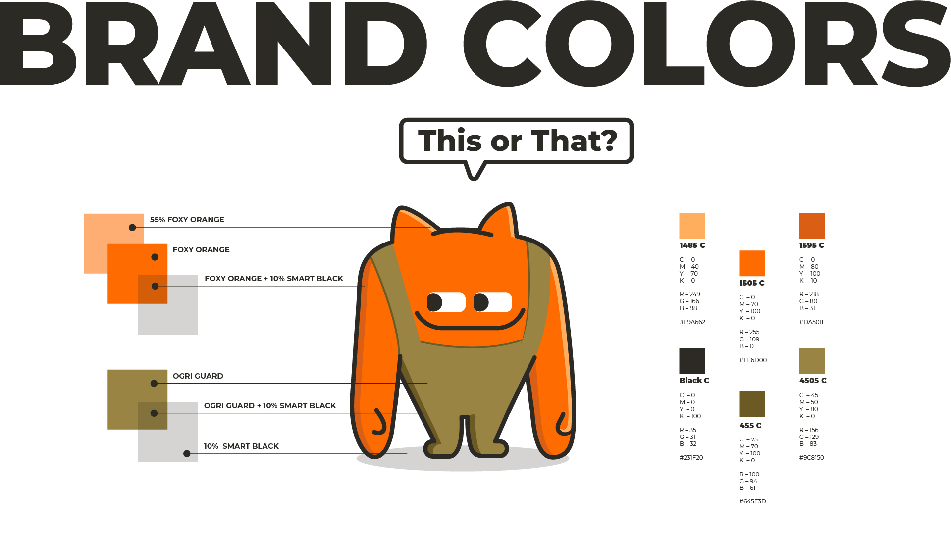 Ogrifox 安全防護服工作服服飾“狐貍巨人”品牌卡通吉祥物設計-配色 Ogrifox 安全防護服工作服服飾“狐貍巨人”品牌卡通吉祥物設計-配色