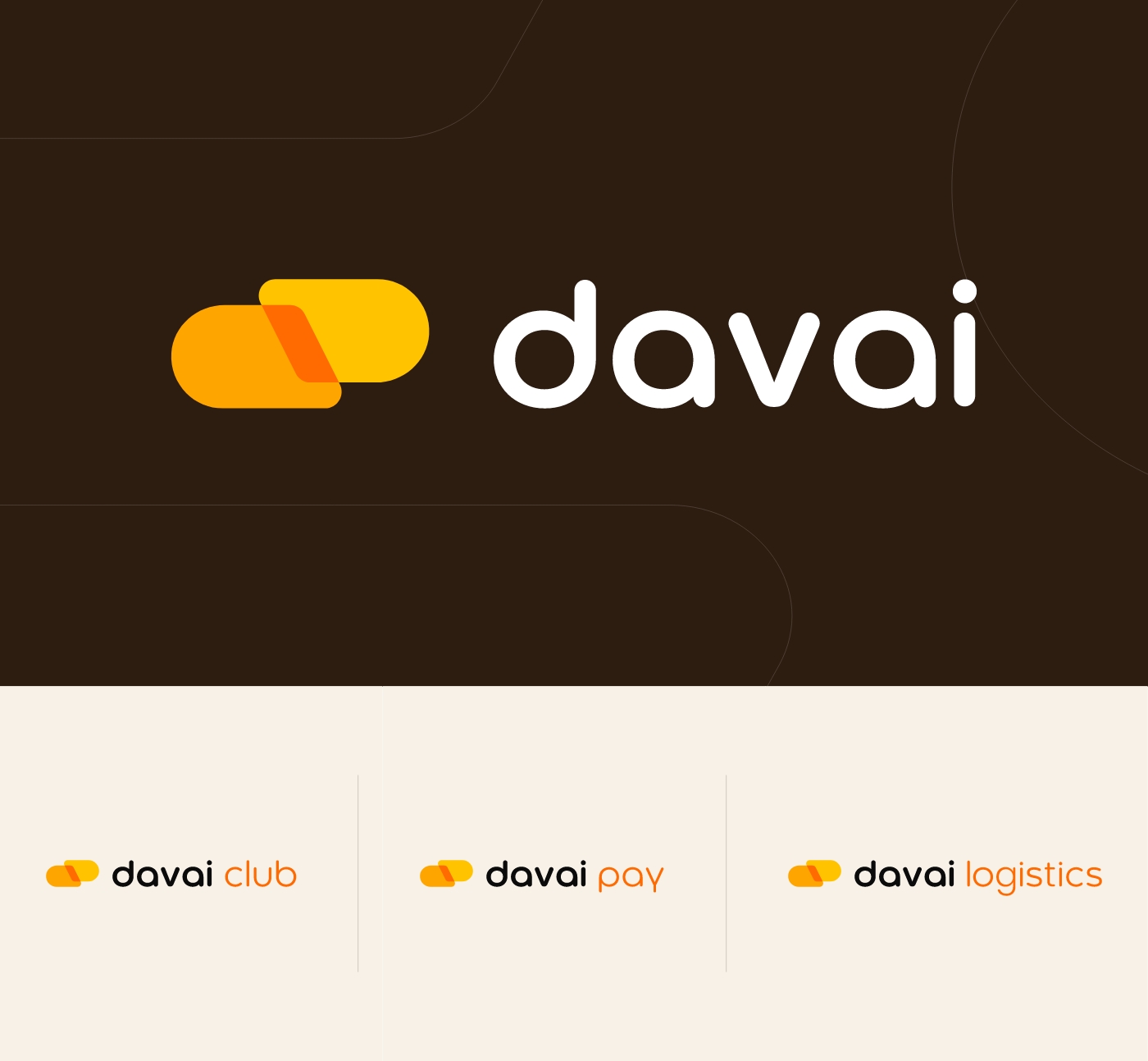 B2B制藥Davai平臺logo設(shè)計vi設(shè)計，橙色醫(yī)藥膠囊風格