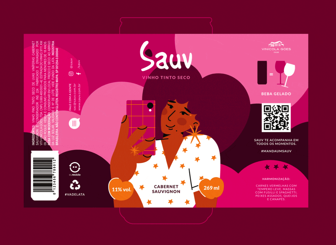 Sauv罐裝葡萄酒標(biāo)簽包裝設(shè)計和時尚人物插圖,開發(fā)年輕人更廣泛日常使用場景 Sauv罐裝葡萄酒標(biāo)簽包裝設(shè)計和時尚人物插圖,開發(fā)年輕人更廣泛日常使用場景