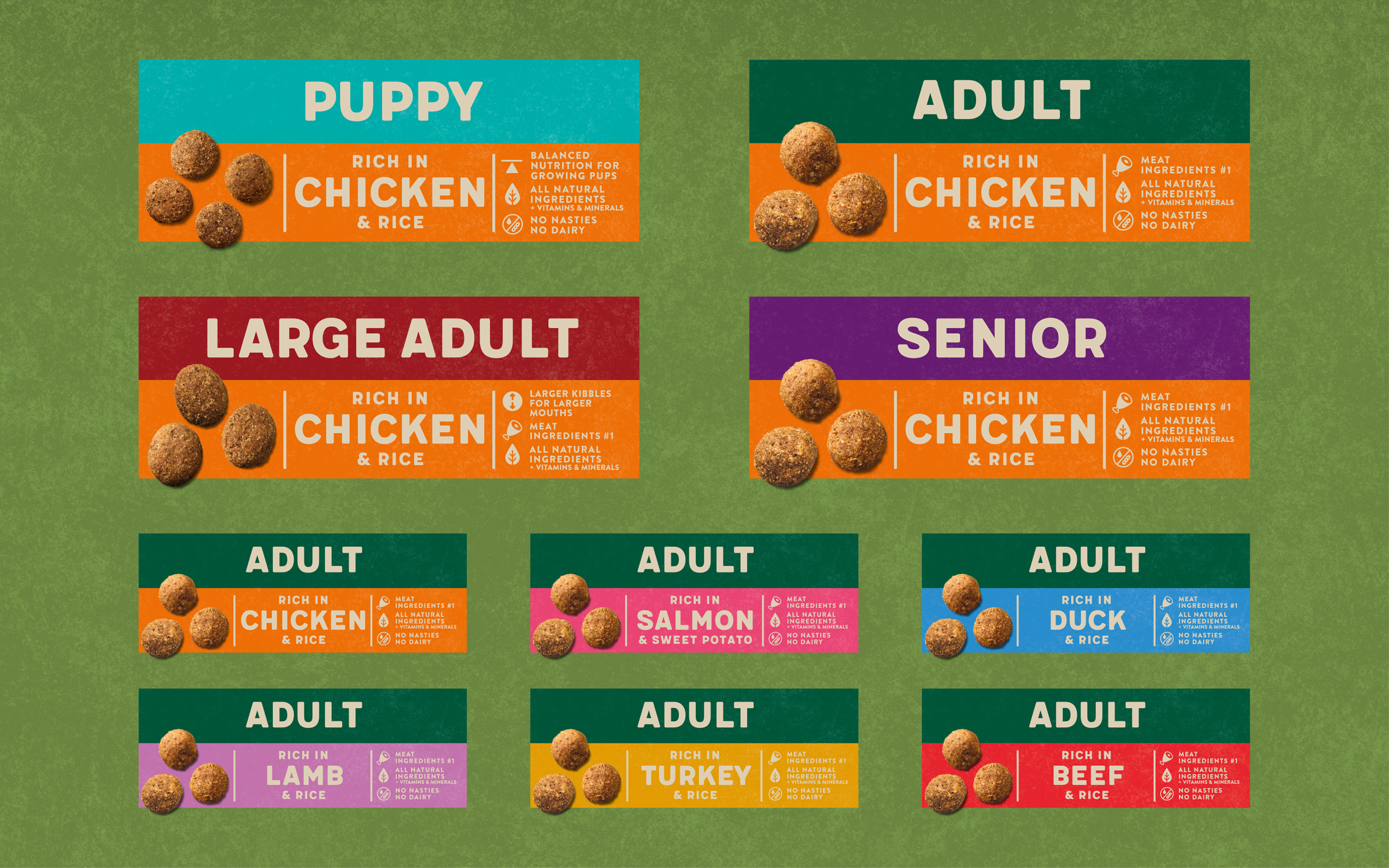 Harringtons哈靈頓貓糧狗糧寵物食品包裝設(shè)計，“草地動物”視覺貫穿所有包裝