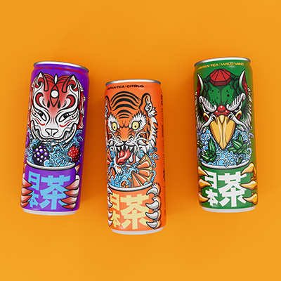 鐵罐裝日本茶飲料包裝設(shè)計(jì)“老虎狐貍鳥”特寫插畫 鐵罐裝日本茶飲料包裝設(shè)計(jì)“老虎狐貍鳥”特寫插畫