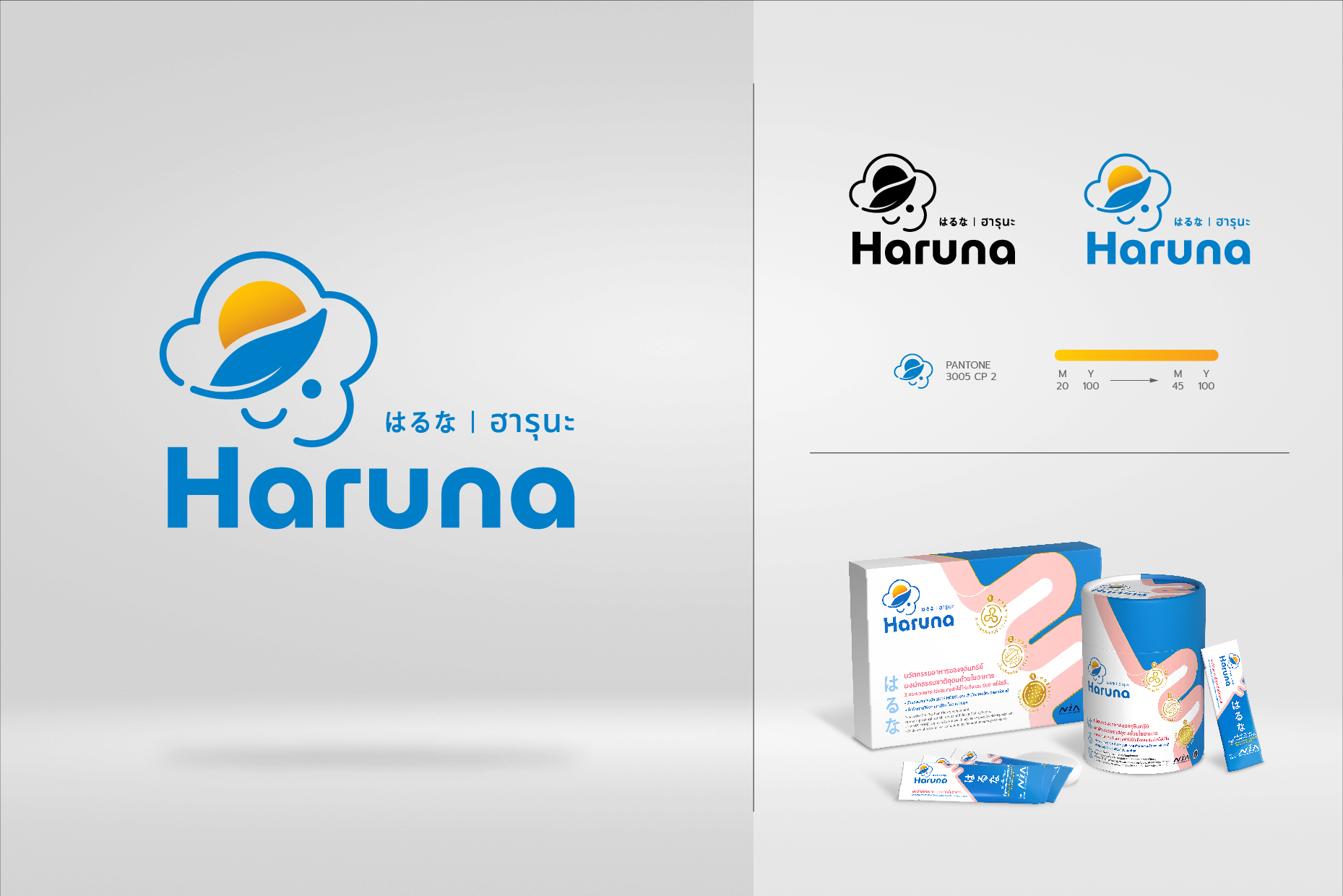 Haruna 益生菌品牌logo設(shè)計包裝設(shè)計,太陽云葉人臉象征logo與三段腸道包裝 Haruna 益生菌品牌logo設(shè)計包裝設(shè)計,太陽云葉人臉象征logo與三段腸道包裝