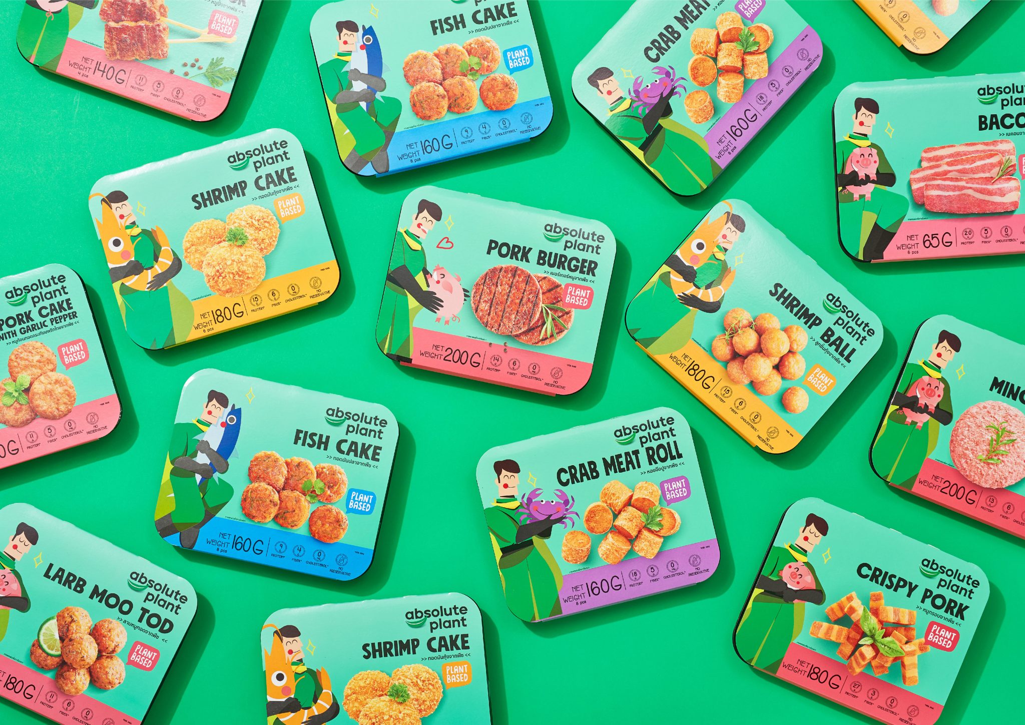 “絕對(duì)植物” 素食快餐肉食品包裝設(shè)計(jì) “拯救環(huán)境的植物英雄” 人物插畫(huà)