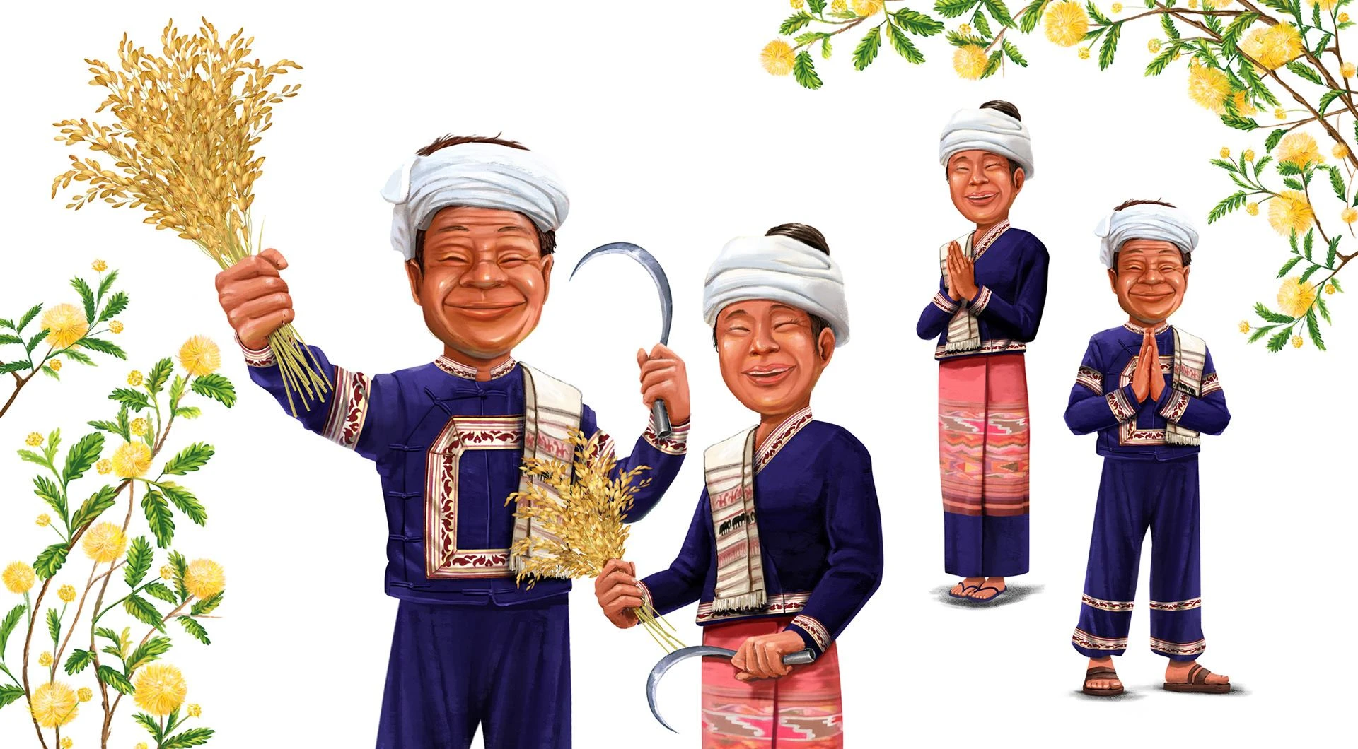 Hakphayao 泰國(guó)茉莉香米袋裝大米包裝設(shè)計(jì)“農(nóng)民+火山稻田“插畫(huà) Hakphayao 泰國(guó)茉莉香米袋裝大米包裝設(shè)計(jì)“農(nóng)民+火山稻田“插畫(huà)