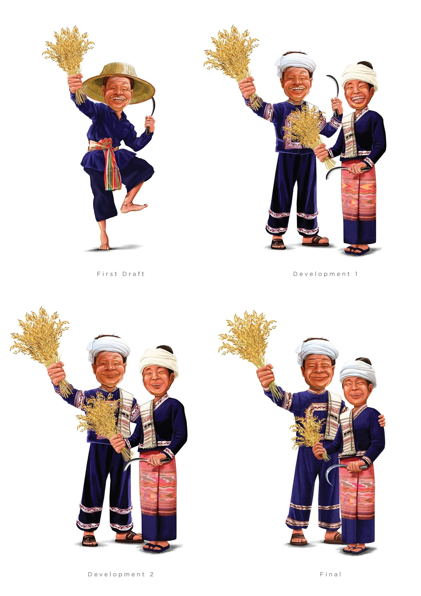 Hakphayao 泰國(guó)茉莉香米袋裝大米包裝設(shè)計(jì)“農(nóng)民+火山稻田“插畫(huà) Hakphayao 泰國(guó)茉莉香米袋裝大米包裝設(shè)計(jì)“農(nóng)民+火山稻田“插畫(huà)