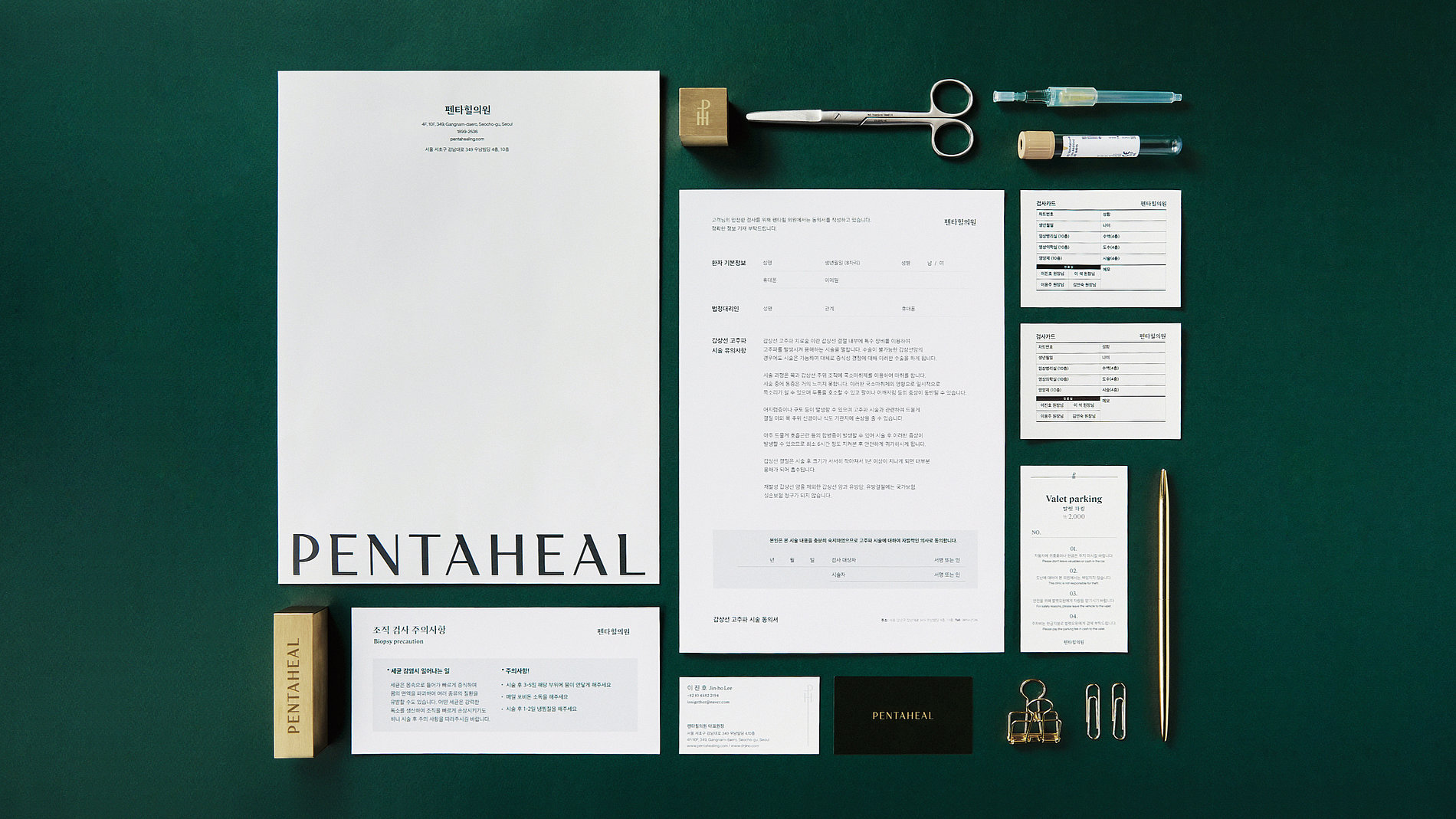 PENTAHEAL 私人醫(yī)療診所logo設(shè)計(jì)vi設(shè)計(jì)，字母P、T和H組成醫(yī)學(xué)十字符號(hào)