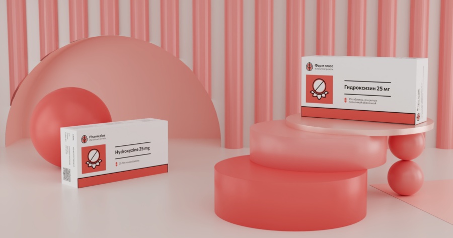 Pharm plus大腦處方藥藥品品牌logo設(shè)計(jì)包裝設(shè)計(jì)，紅色抽象大腦與簡(jiǎn)約圖形風(fēng)格