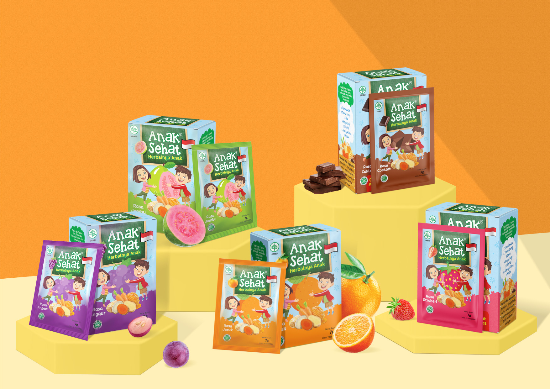 ANAK SEHAT 兒童果泥水果干包裝設(shè)計(jì)“兒童擁抱水果插畫”