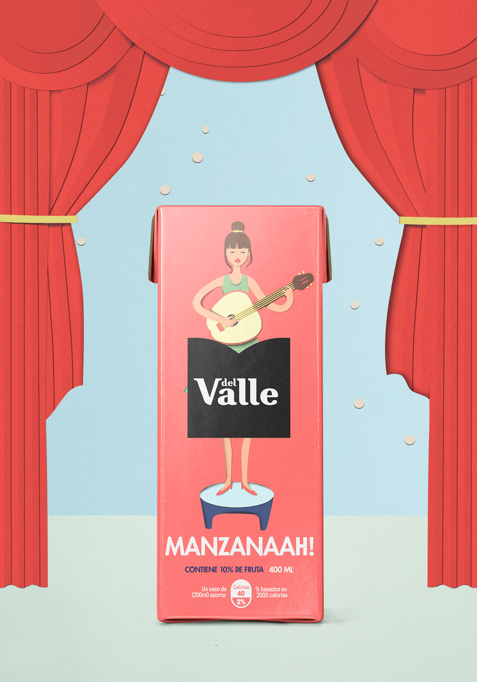 DEL VALLE 果汁包裝設(shè)計(jì)，少男少女+水果場景創(chuàng)意插畫