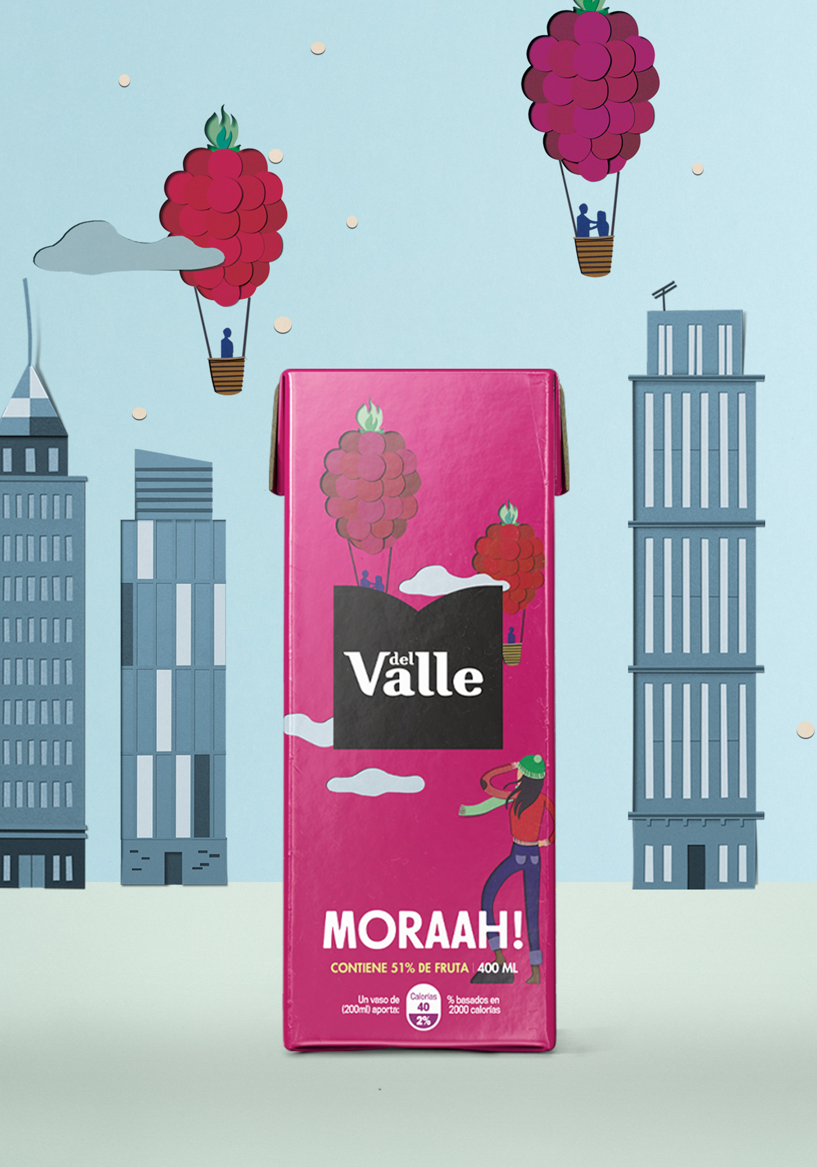 DEL VALLE 果汁包裝設(shè)計(jì)，少男少女+水果場景創(chuàng)意插畫