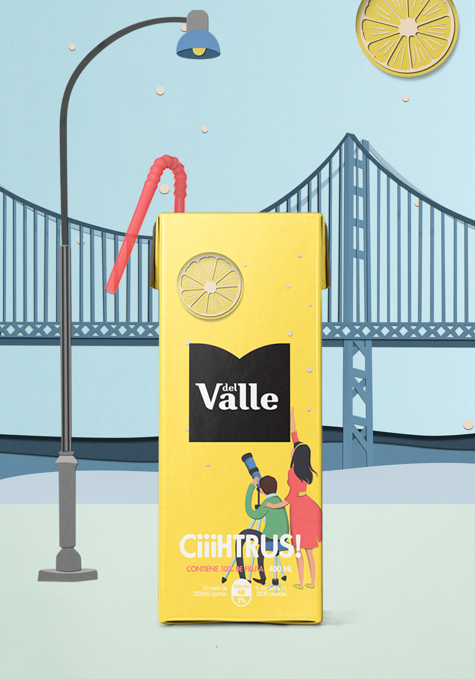 DEL VALLE 果汁包裝設(shè)計(jì)，少男少女+水果場景創(chuàng)意插畫