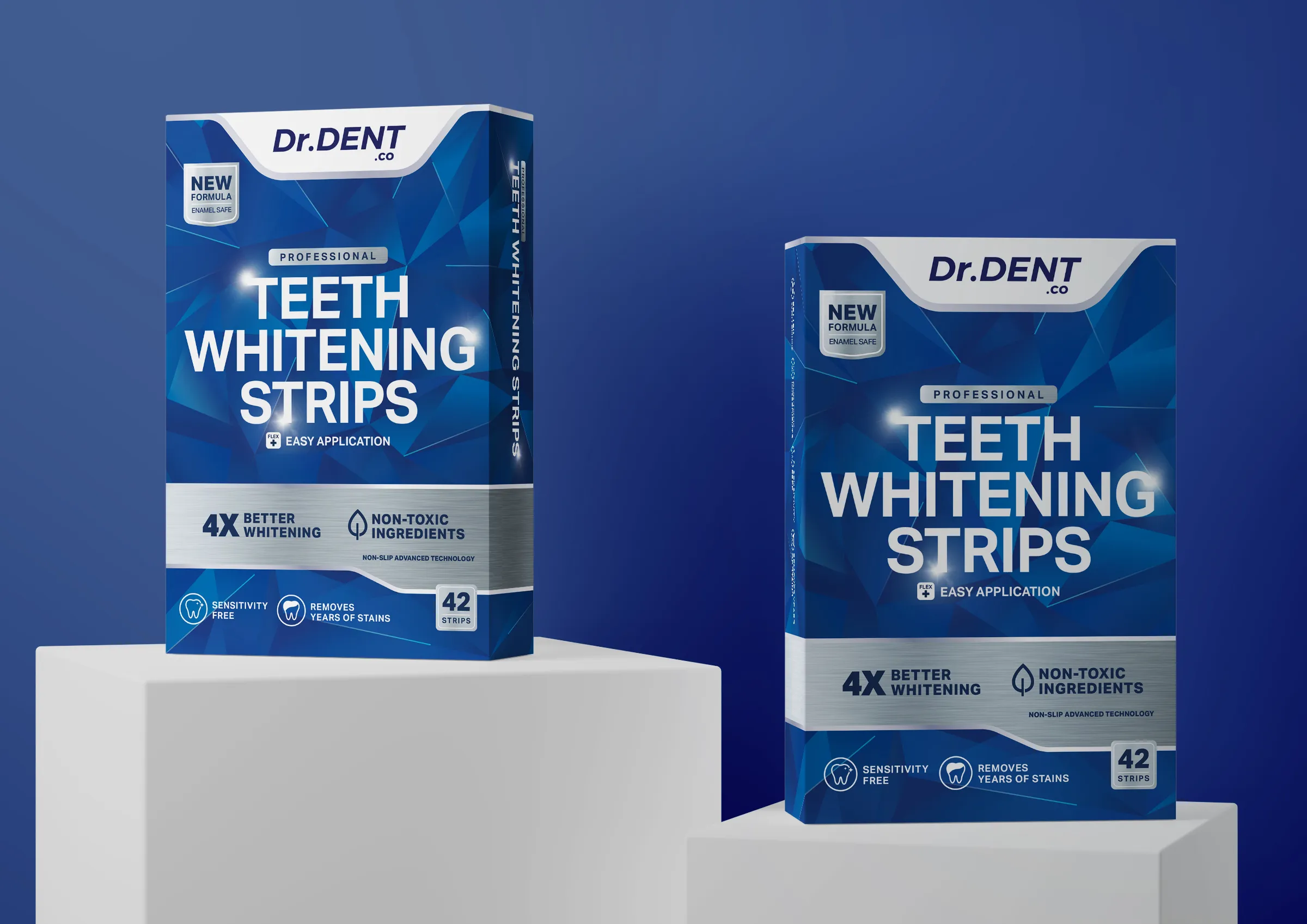 Dr.Dent牙齒美白條產(chǎn)品包裝設(shè)計(jì),藍(lán)色與銀色效果 Dr.Dent牙齒美白條產(chǎn)品包裝設(shè)計(jì),藍(lán)色與銀色效果