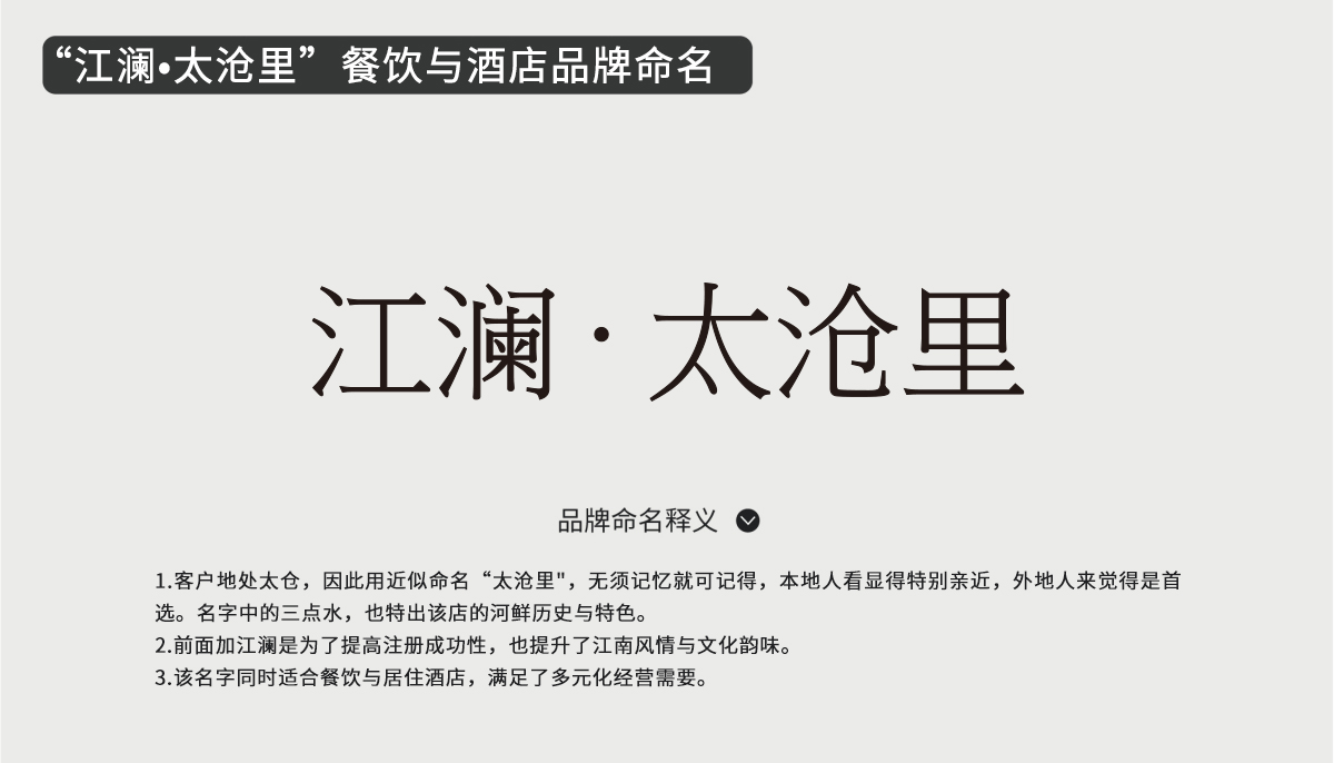 “江瀾?太滄里”餐飲與酒店品牌命名