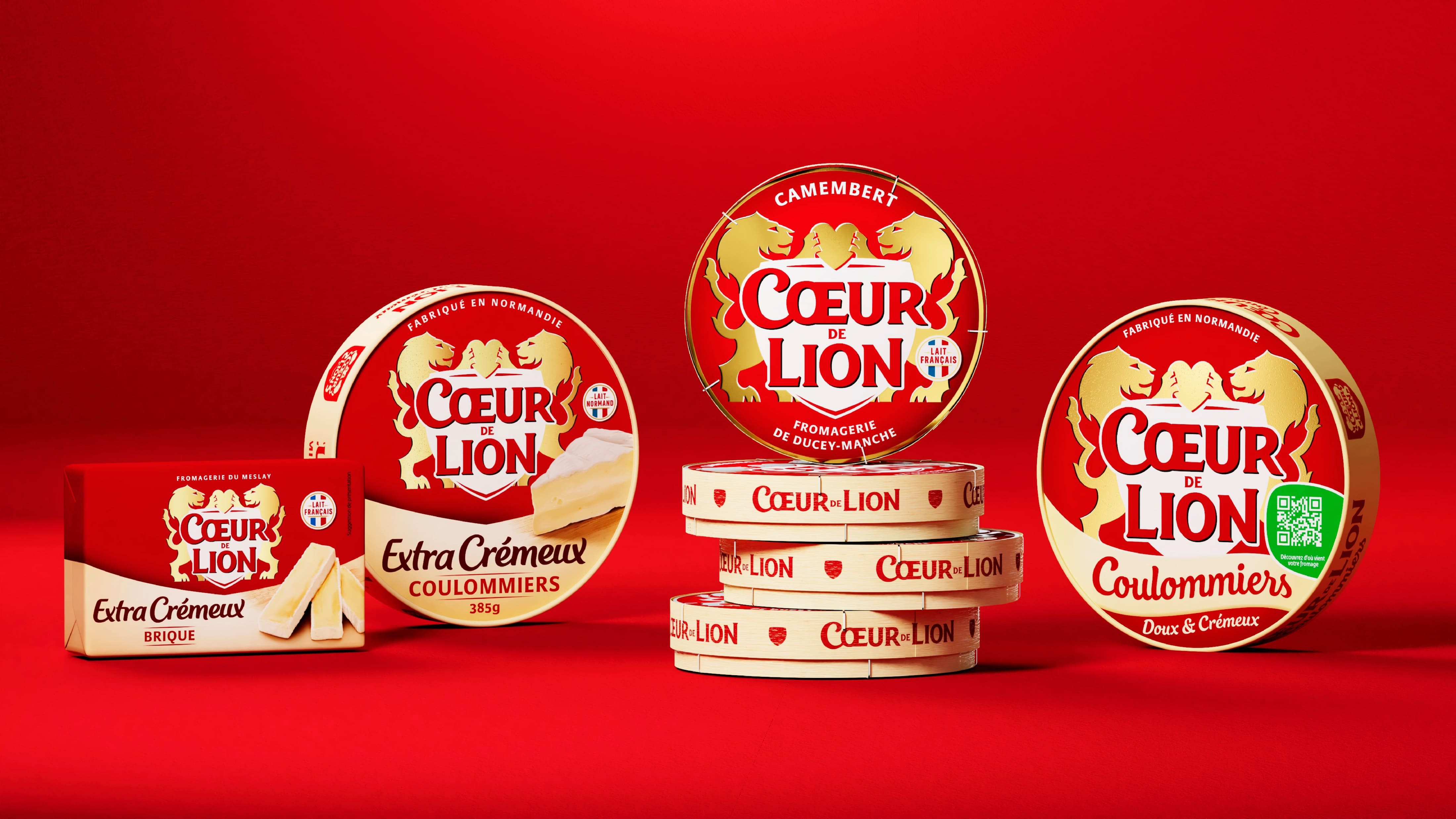 C?ur de Lion法國(guó)奶酪獅子徽標(biāo)logo設(shè)計(jì)與紅色金色外包裝設(shè)計(jì) C?ur de Lion法國(guó)奶酪獅子徽標(biāo)logo設(shè)計(jì)與紅色金色外包裝設(shè)計(jì)
