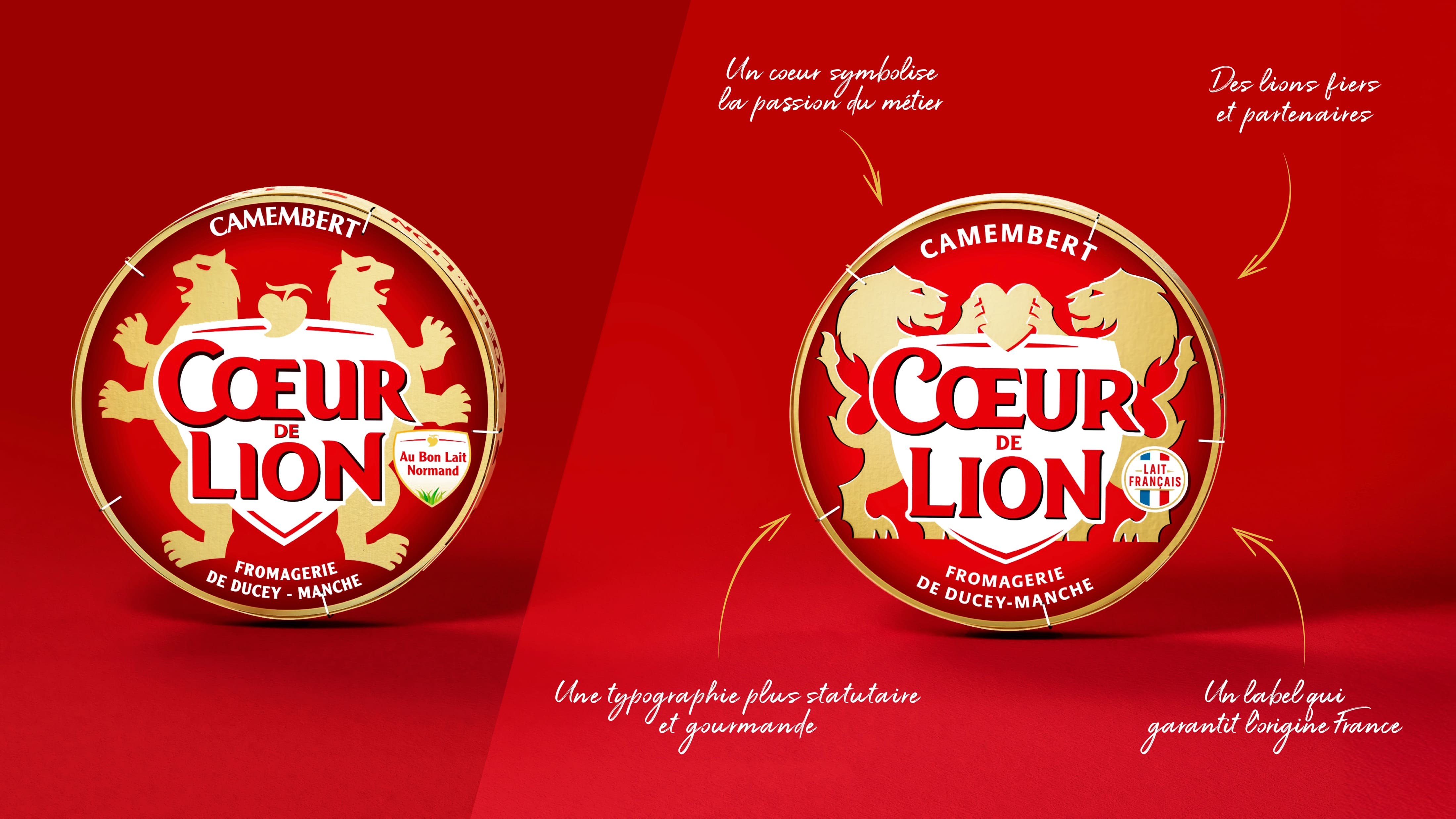C?ur de Lion法國(guó)奶酪獅子徽標(biāo)logo設(shè)計(jì)與紅色金色外包裝設(shè)計(jì) C?ur de Lion法國(guó)奶酪獅子徽標(biāo)logo設(shè)計(jì)與紅色金色外包裝設(shè)計(jì)