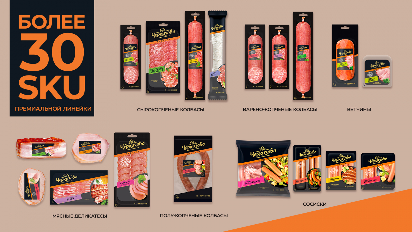 Cherkizovo香腸系列包裝設計規(guī)劃，加強品牌區(qū)域突出食品美味