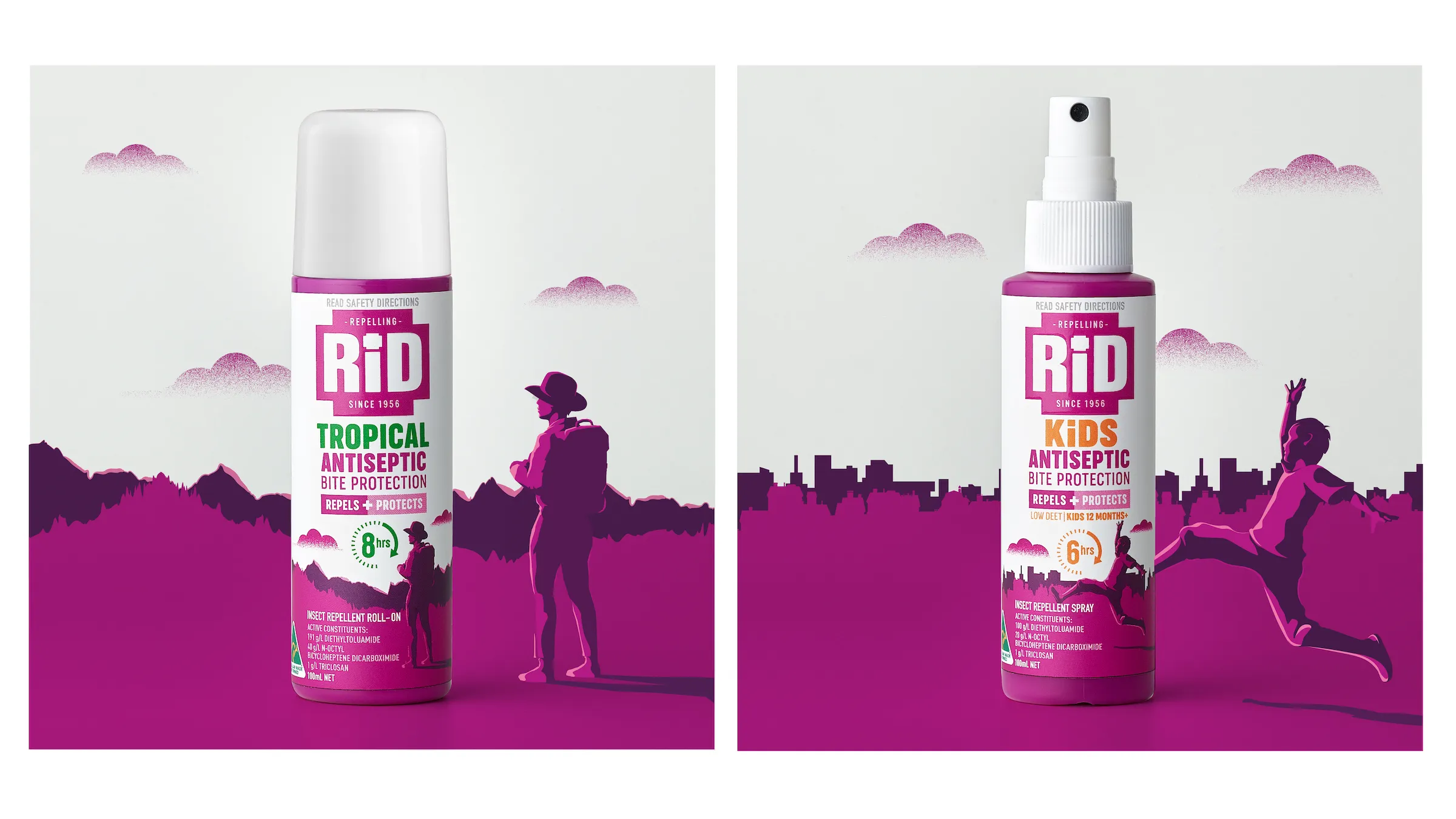 RiD驅(qū)蟲劑驅(qū)蚊劑品牌包裝更新設(shè)計,突出醫(yī)療醫(yī)藥屬性與戶外使用場景的紫色風(fēng)格 RiD驅(qū)蟲劑驅(qū)蚊劑品牌包裝更新設(shè)計,突出醫(yī)療醫(yī)藥屬性與戶外使用場景的紫色風(fēng)格