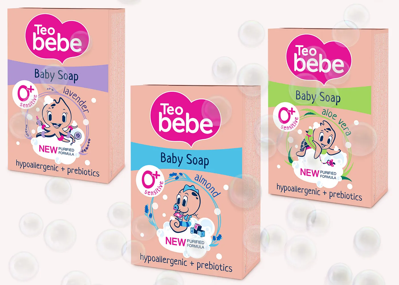 Teo Bebec嬰兒護(hù)膚品洗護(hù)沐浴產(chǎn)品包裝設(shè)計(jì)，可愛(ài)柔和卡通膚色嬰兒風(fēng)