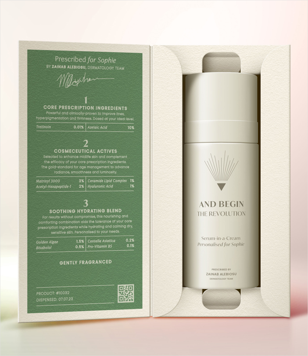 and Begin”中年女性護膚品品牌logo設(shè)計包裝設(shè)計“棱鏡光線”