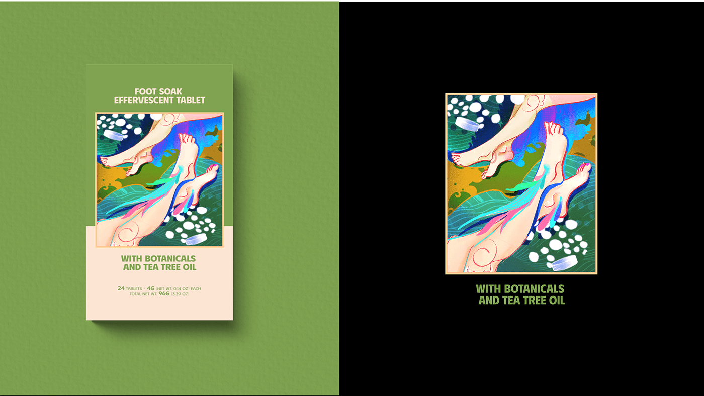 TABLETS 生姜精油泡騰片足浴包包裝設(shè)計(jì),虛實(shí)結(jié)合的腳部與草本插畫(huà) TABLETS 生姜精油泡騰片足浴包包裝設(shè)計(jì),虛實(shí)結(jié)合的腳部與草本插畫(huà)