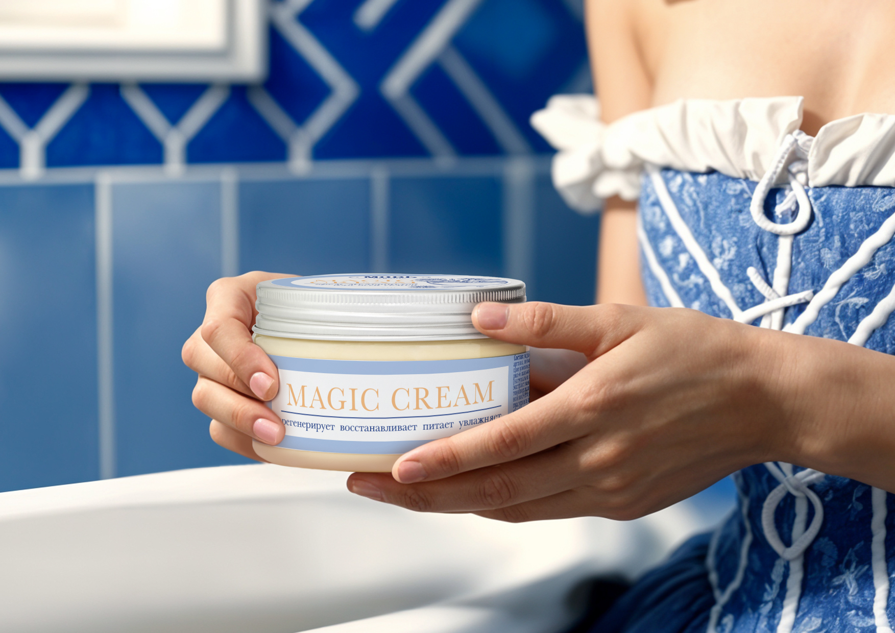 Мовb有機(jī)護(hù)膚沐浴化妝品品牌logo設(shè)計(jì)和包裝設(shè)計(jì)，藍(lán)色清雅風(fēng)格