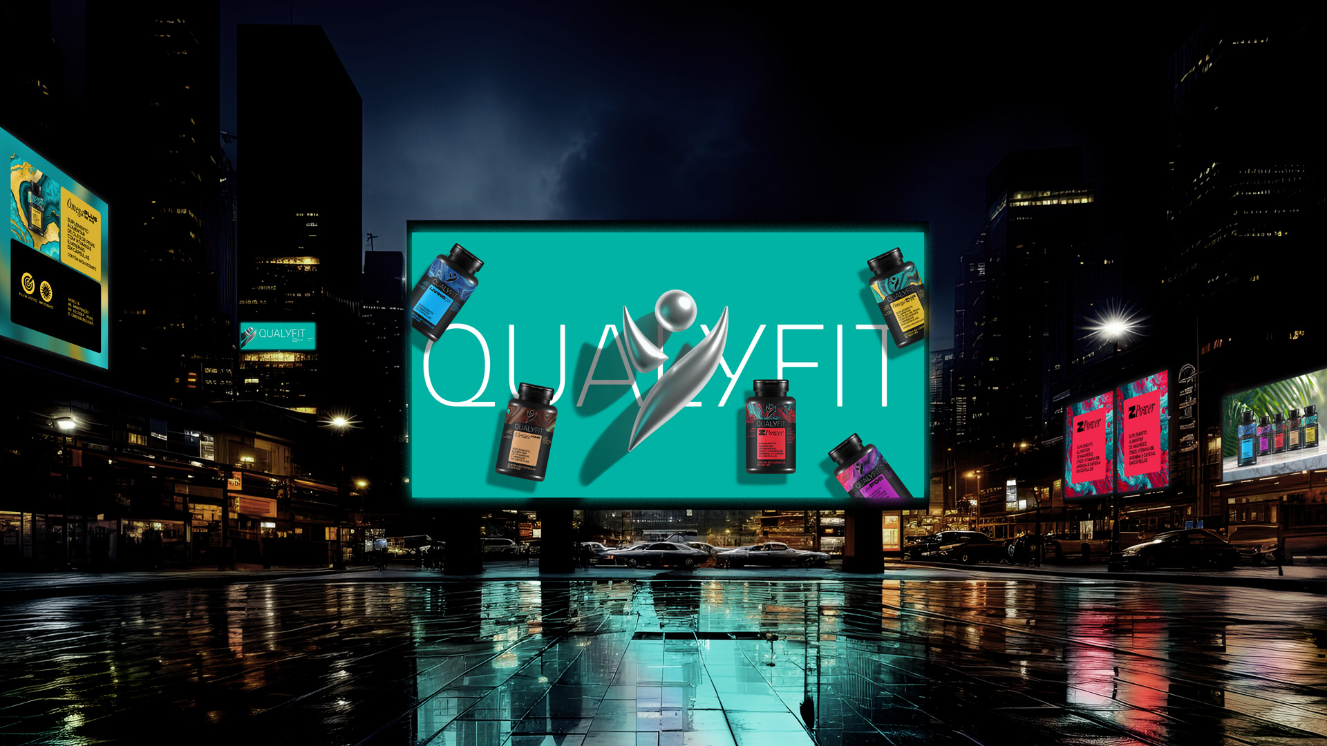 Qualyfit營養(yǎng)補(bǔ)充劑健康保健品更新logo設(shè)計(jì)包裝設(shè)計(jì)，運(yùn)動風(fēng)logo+藝術(shù)底色