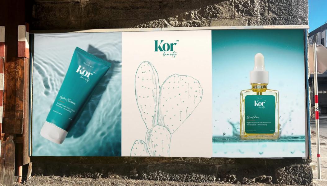 KOR皮膚補(bǔ)水革命性化妝護(hù)膚品護(hù)理品牌字體logo設(shè)計(jì)與藍(lán)綠色包裝設(shè)計(jì)