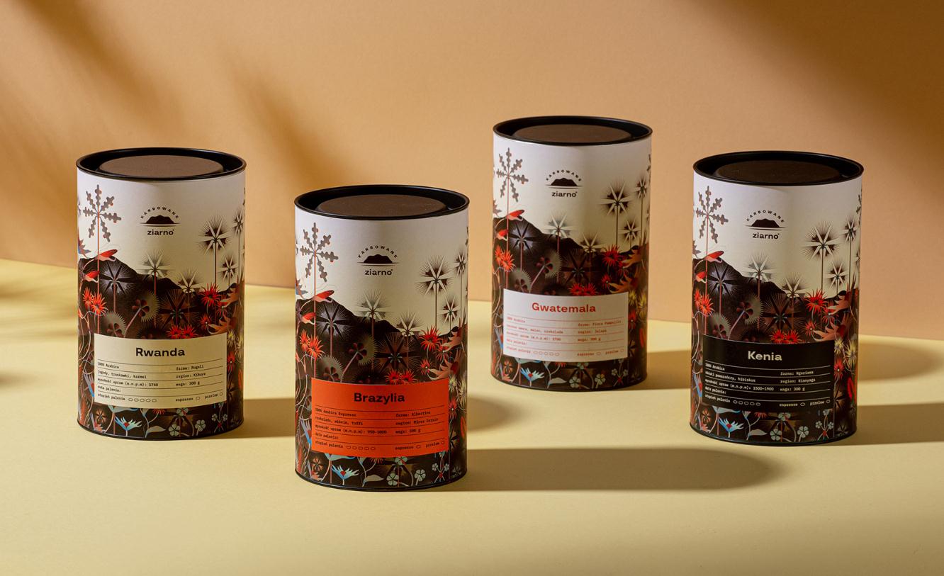 ziarno品牌咖啡logo包裝設(shè)計。極具藝術(shù)感的咖啡豆種植園插畫設(shè)計 ziarno品牌咖啡logo包裝設(shè)計。極具藝術(shù)感的咖啡豆種植園插畫設(shè)計