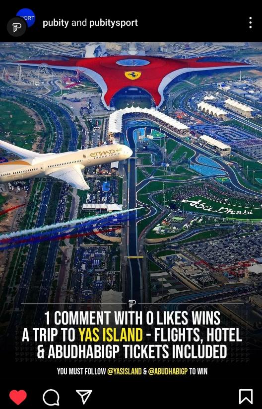 Pubity 和 Yas Island “0 個(gè)贊獲勝”廣告 Pubity 和 Yas Island “0 個(gè)贊獲勝”廣告