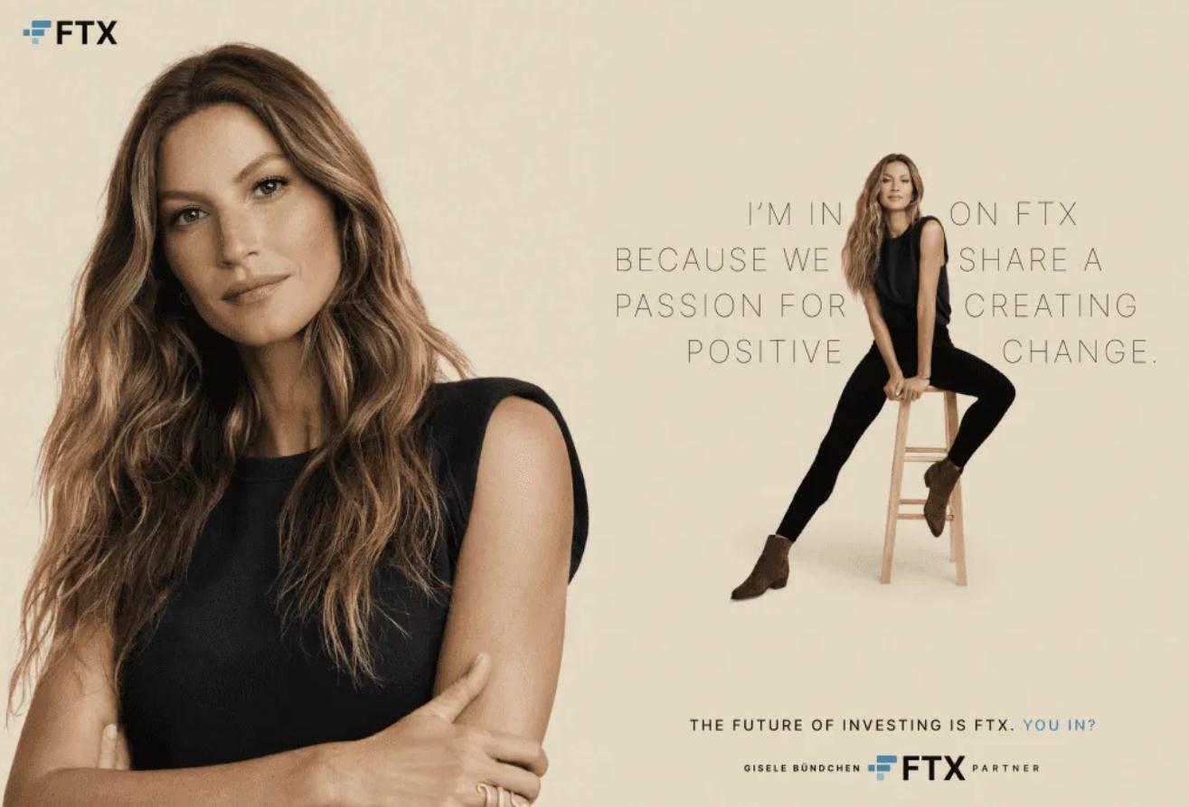 吉賽爾·邦辰出演的 FTX 交易所廣告 吉賽爾·邦辰出演的 FTX 交易所廣告