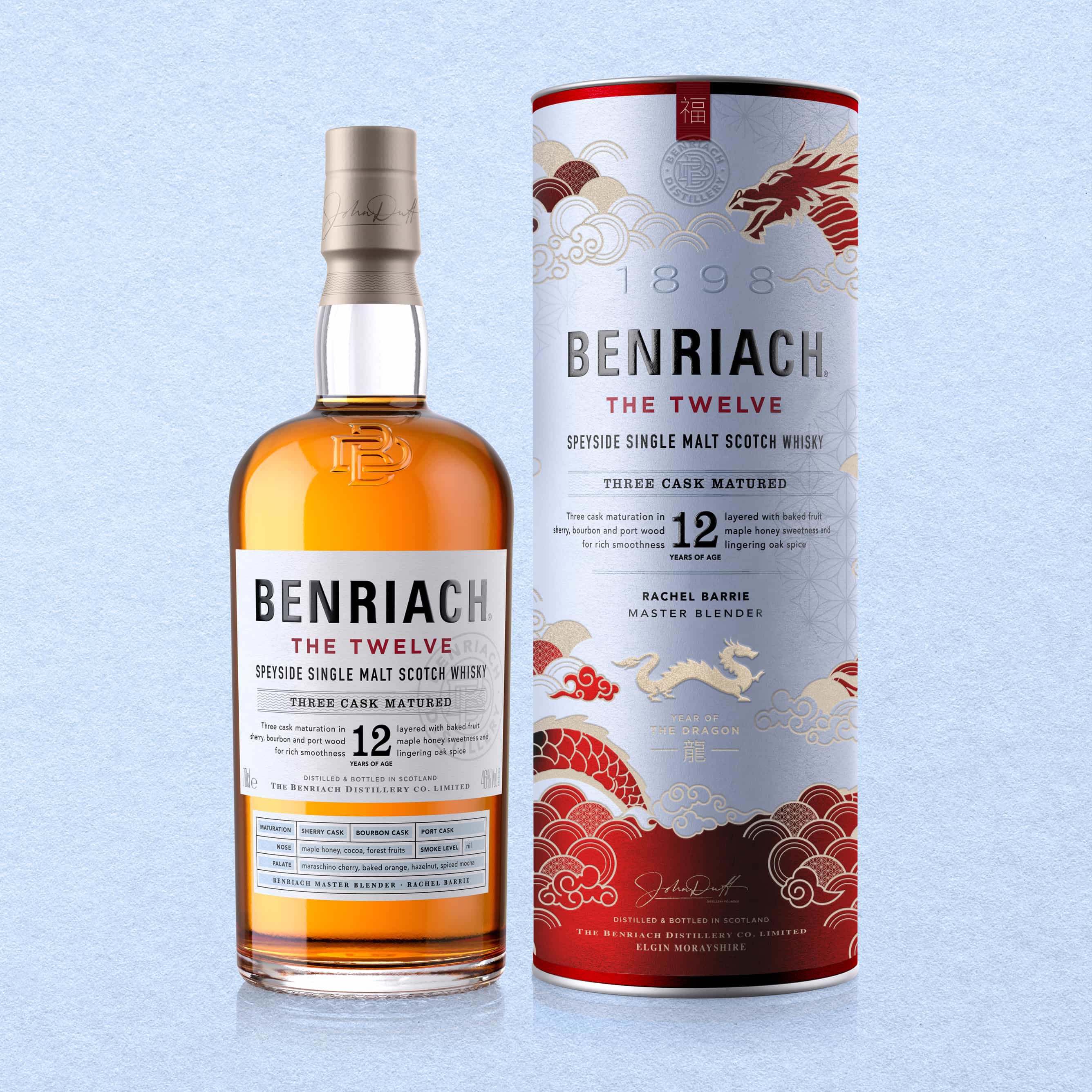 Benriach 單一麥芽蘇格蘭威士忌設(shè)計(jì)中國年節(jié)日酒包裝，2024兔年龍年元素