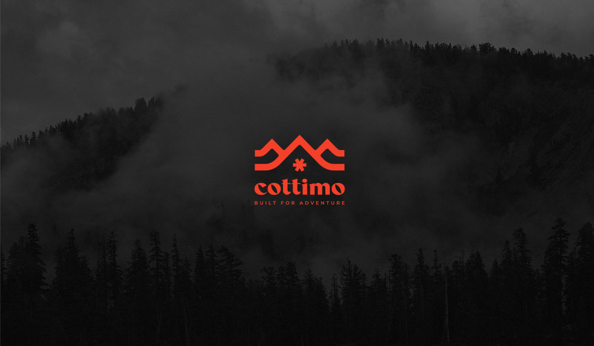 COTTIMO 戶外雪地靴品牌logo設(shè)計(jì)，山丘、雪地和遠(yuǎn)足元素