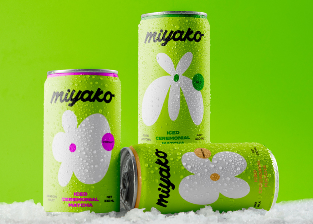 MIYAKO 創(chuàng)新日式抹茶飲料包裝設計與品牌塑造,嫩綠色+自由的白色花朵 MIYAKO 創(chuàng)新日式抹茶飲料包裝設計與品牌塑造,嫩綠色+自由的白色花朵