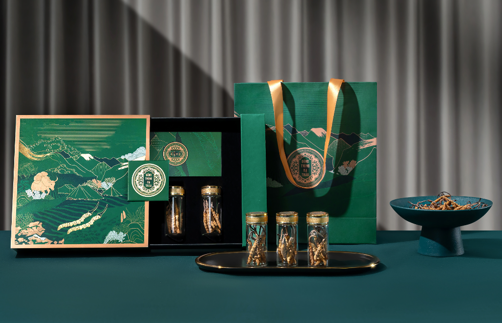 喜馬拉雅山冬蟲夏草套裝禮品禮盒包裝設(shè)計(jì)“自然山脈風(fēng)景”插畫 喜馬拉雅山冬蟲夏草套裝禮品禮盒包裝設(shè)計(jì)“自然山脈風(fēng)景”插畫