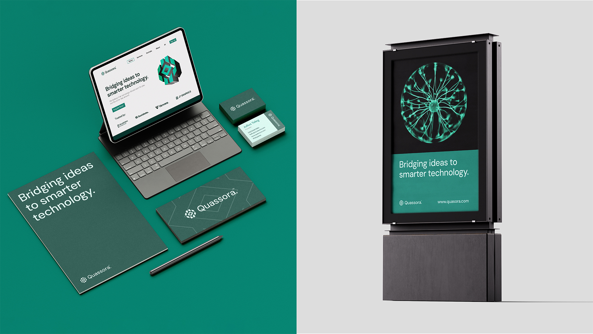 Quassora IT科技初創(chuàng)公司logo設(shè)計視覺識別vi設(shè)計，芯片與編碼元素