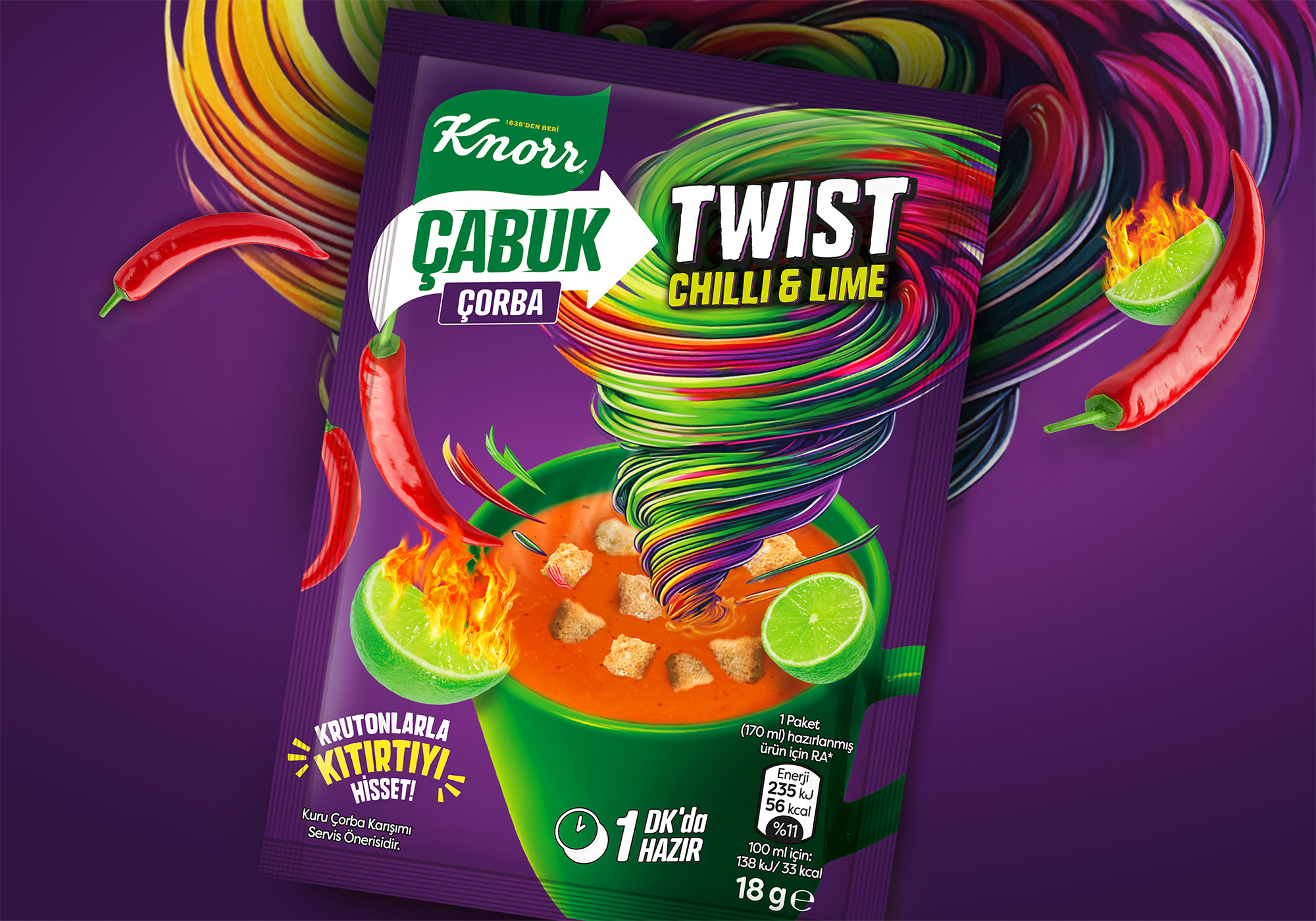 Knorr 速溶湯創(chuàng)意包裝設(shè)計，口味龍卷風(fēng)風(fēng)暴元素