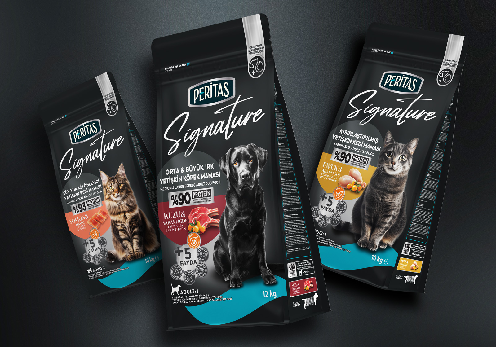 Peritas 寵物食品包裝設(shè)計，黑色奢華風格