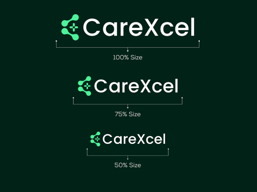 CareExcel 醫(yī)療保健解決方案公司logo設(shè)計(jì)vi設(shè)計(jì)，分子結(jié)構(gòu)加十字