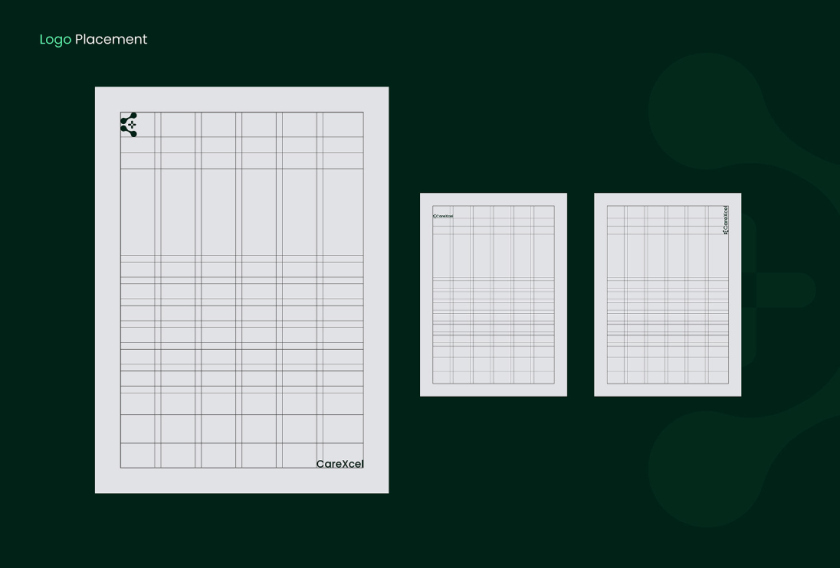 CareExcel 醫(yī)療保健解決方案公司logo設(shè)計(jì)vi設(shè)計(jì)，分子結(jié)構(gòu)加十字